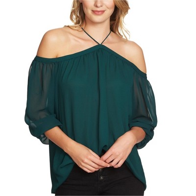 1.STATE Womens Sheer Knit Blouse