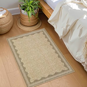 Scalloped Pattern Rugs for Living Room Bedroom Soft Non Slip Low Pile Throw Carpet Washable Foldable Area Rug - 1 of 4