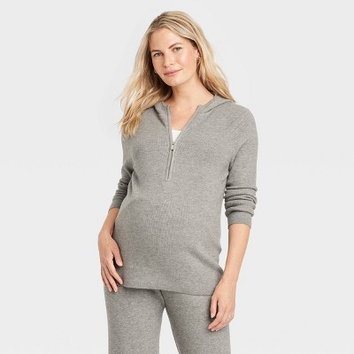 Image of Hooded Maternity Nursing Sweater - Isabel Maternity by Ingrid & Isabel™ Gray XS