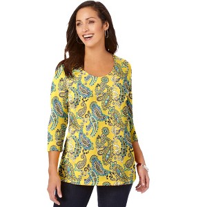 Jessica London Women's Plus Size Stretch Cotton Scoop Neck Tee - 1 of 4