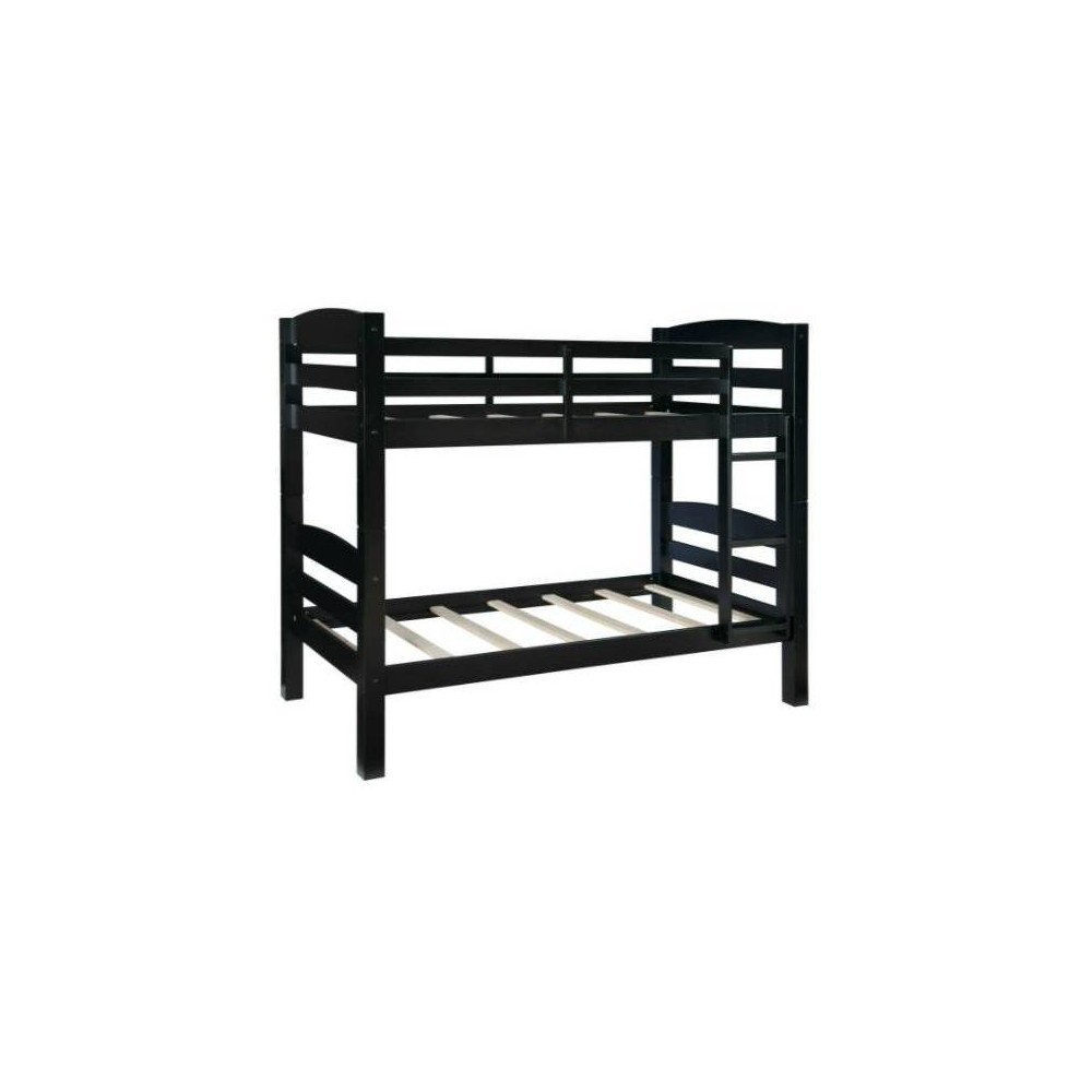 Twin Over Twin Avery Modern Black Solid Wood Built In Ladder Kids' Bunk Bed - Powell -  79751773