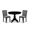 East West Furniture 3 Pc Kitchen Table set - Robust Two 9-Inch Drop Down Leaves Solid Wood Dinette Table & 2 Wooden Seat Dining Chairs,  White - 2 of 4