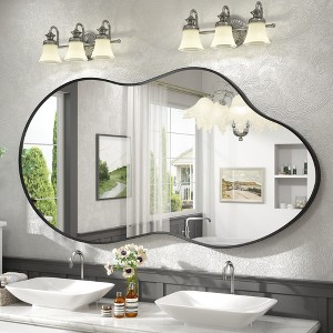 Apmir Irregular High-Strength Tempered Glass and Aluminum Alloy Framed French Cleat Mounted Wall Decor Bathroom Vanity Mirror - 1 of 4