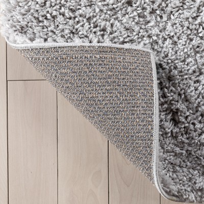 Light Grey Textured Rectangular Shag Synthetic Area Rug 6'7" x 9'6"