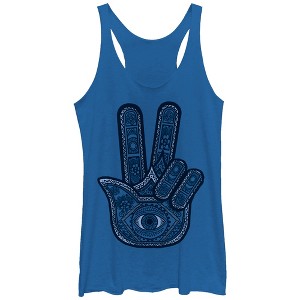 Women's Lost Gods Henna Peace Print Racerback Tank Top - 1 of 3