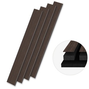 SMARTSTANDARD 105.9 in. x 12.6 in. x 0.9 in. Slat Wood Acoustic Sound Absorbing 3D Decorative Wall Paneling, 4-Pack - 1 of 1
