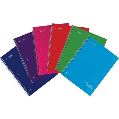 Staples Poly Cover Wirebound Notebook Wide Ruled Assorted Colors 8"x10.5" Each 54895B/27615