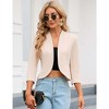 Womens 3/4 Sleeve Blazer Jacket Open Front Cropped Business Blazer Figure Flattering Jacket Pelplum Jackets - image 4 of 4