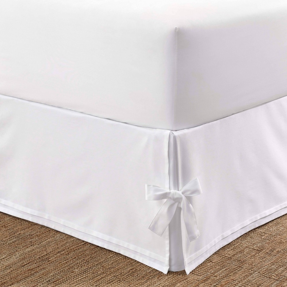 Photos - Bed Linen Laura Ashley Twin Corner Ties Tailored Bedskirt White