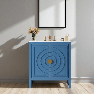 30" Bathroom Vanity with Sink, Vintage Bathroom Cabinet with Organizer & Adjustable Shelf, Mid-Century Bathroom Storage - 1 of 4