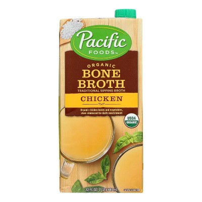 Pacific Foods Organic Unsalted Chicken Bone Broth, 32 oz Carton (Pack of 12)