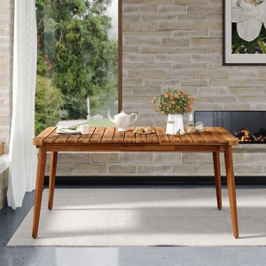 PAGED Patio Dining Table Wood Rectangle Outdoor Table with Slatted Table Top for Patio, Deck - 1 of 4