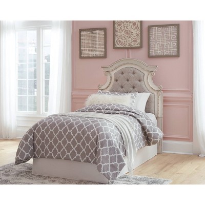 Twin Beige Tufted Upholstered Wood Panel Headboard