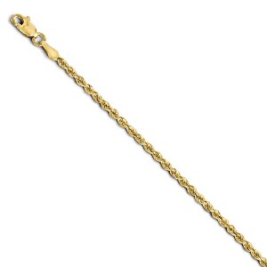 Black Bow Jewelry 2mm 14k Yellow Gold Solid Diamond Cut Rope Chain Bracelet - 1 of 4