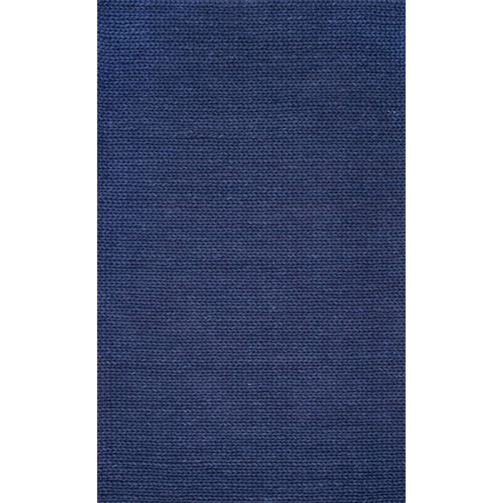 6'x9' Hand Woven Chunky Woolen Cable Area Rug Navy - nuLOOM