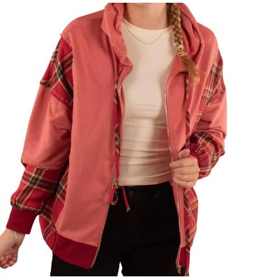 Women's Plaid Zip-Up Hoodie Sweatshirt - Haptics