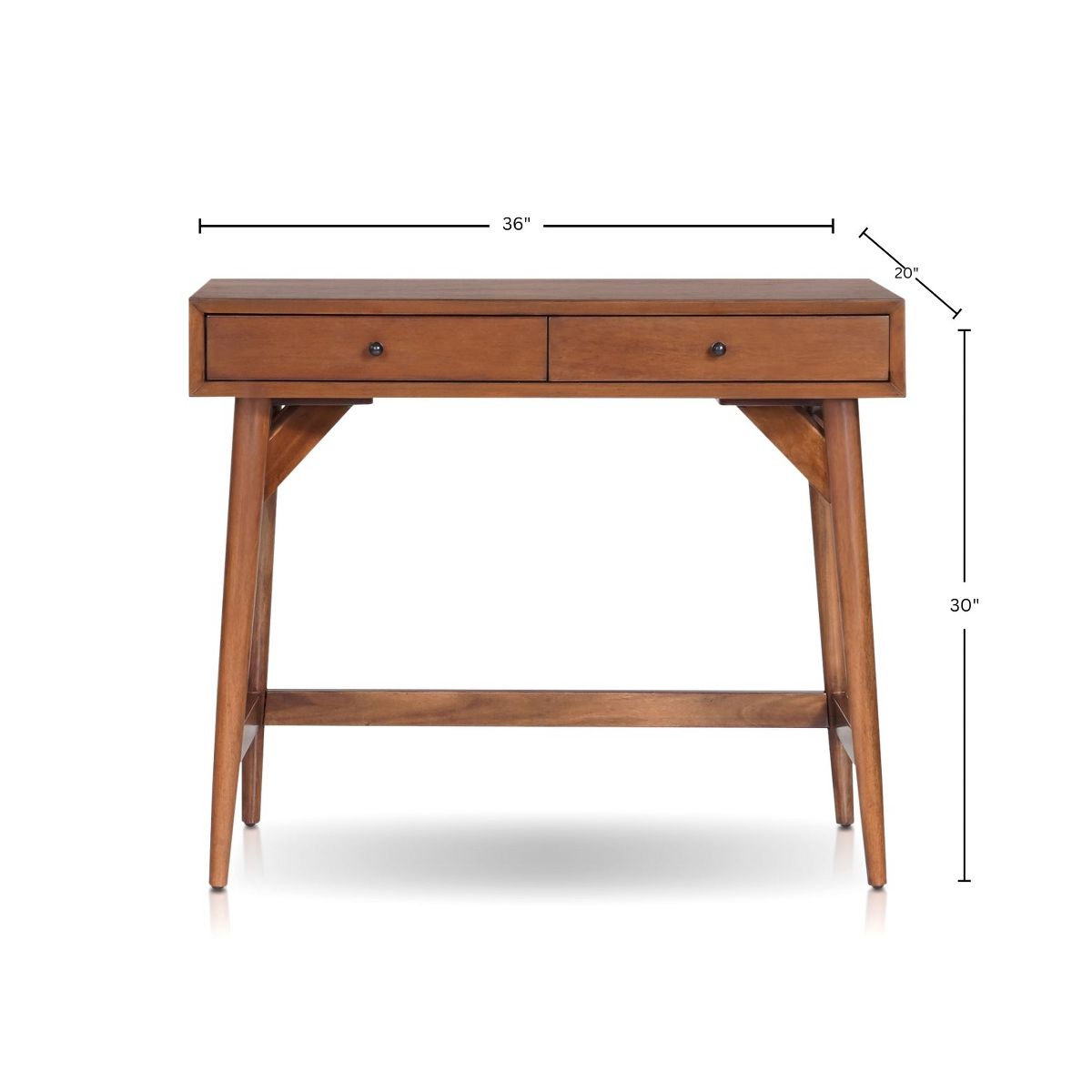 Flynn Mid-Century Mini Desk in Chestnut | Alpine Furniture - thumbnail 8