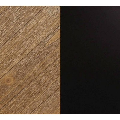 Enloe Black and Wood Herringbone Console Table with Storage