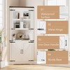 67 Inch Tall Corner Cabinet with Glass Door, Freestanding Wooden Corner Storage Cabinet with Adjustable Shelves, Space Saving Design, for Bathroom - 4 of 4