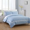 Faige 3 Piece Duvet Cover Set Hotel Collection Two Tone Banded Blue by Chic Home - image 2 of 3