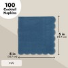 Juvale 100 Pack Navy Blue Paper Napkins, Disposable Scalloped Cocktail Napkins for Party Supplies, 5x5 In - 3 of 4