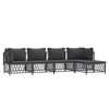 vidaXL 5-Piece Patio Lounge Set - Outdoor Furniture Set with Cushions, Anthracite Steel - Modular Configurable Sofa Set with Woven Fabric Durability - 3 of 4