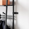 Multifunctional 5-Hook Hall Tree with Shoe Storage Bench, Real Wood and Metal Frame Coat Rack for Entryway, Hallway, Bathroom, 60cm wide, Black - 3 of 4