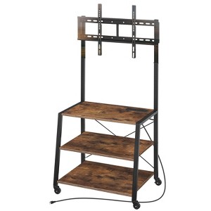 Itopfox Rolling TV Stand with Mount and Power Outlet for Up to 55 inch TVs, Corner Entertainment Center with 3-Tier Storage Shelves for Living Room - 1 of 4