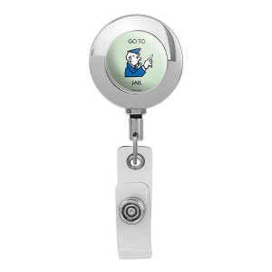 Monopoly Go To Jail Metal Chrome Badge ID Card Holder Clip - 1 of 3