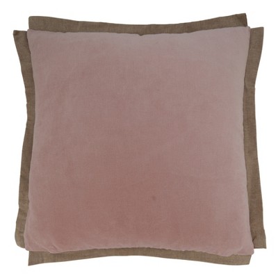 Blush Velvet Flange Throw Pillow with Down Filling