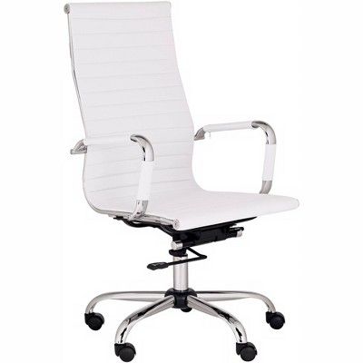 Studio 55D Modern Home Office Chair Swivel Tilt High Back White Black Chrome Adjustable for Work Desk Home Office Computer