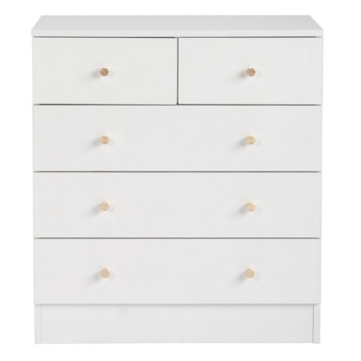 GlasFlength Utility Storage Cabinets Modern Five Drawer Dresser Simple Elegant Design for Bedroom Living Room, White, 25.98"*12.99"*28.74"