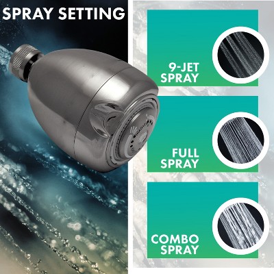 Brushed Nickel Small Wall Mounted 3-Spray Shower Head