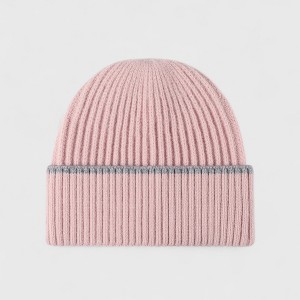 Anna-Kaci Women's Ribbed Knit Beanie Hat with Contrast Trim and Folded Cuff - 1 of 4