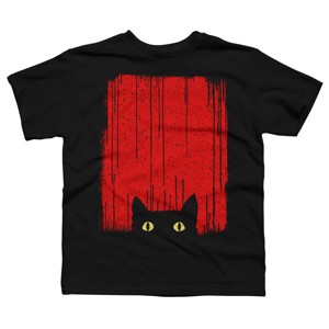 Boy's Design By Humans Black Cat By clingcling T-Shirt - 1 of 4