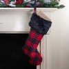 Northlight 21.5" Red and Black Plaid with Dots and Faux Fur Cuff Christmas Stocking - 2 of 4