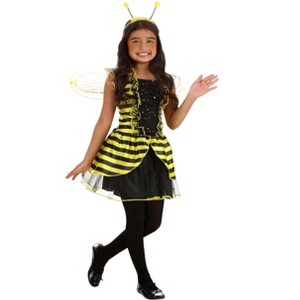 HalloweenCostumes.com Lil Bee Kid's Costume, Black and Yellow Honeybee Dress, Bumbblebee Outfits for Girls - 1 of 4