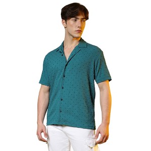 Campus Sutra Men Men's Teal Green Self-Design Pom-Pom Shirt - 1 of 3