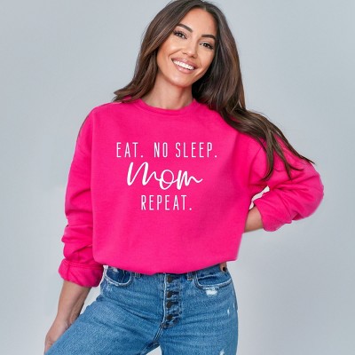 Simply Sage Market Eat. No Sleep. Mom Repeat. Sweatshirt - M - Raspberry