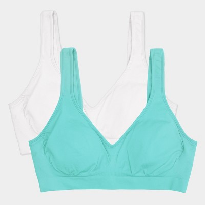 Fruit Of The Loom Womens Wireless Seamless Bra 2-pack Aruba Blue/white ...