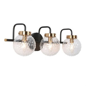 LNC Astrid Polished Gold and Matte Black Modern/Contemporary Vanity  Lights,Textured Globe Glass,1 Light/2 Light/3 Light/4 Light - 1 of 4