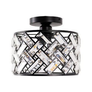 DORESshop 8 in. 1-Light Black Modern Semi-Flush Mount with Shade and No Bulbs Included - 1 of 4
