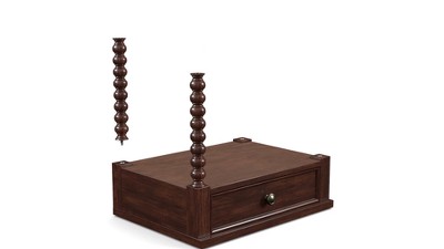 Morocco Brown Acacia Wood 1-Drawer Nightstand with Turned Legs