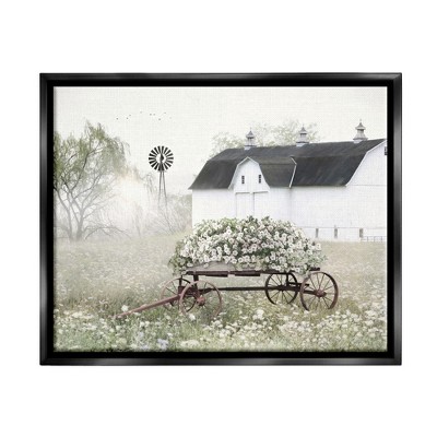 Stupell Industries Vintage Country Flower Wagon Framed Canvas