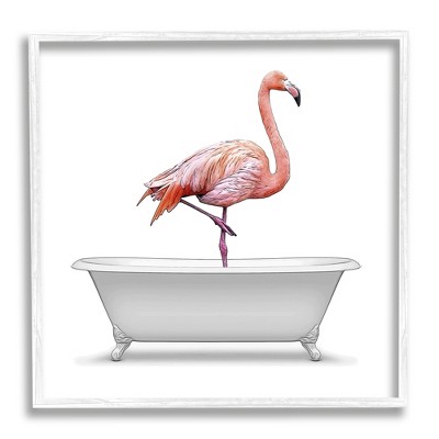 Stupell Industries Flamingo Antique Bathroom Tub Framed Giclee
