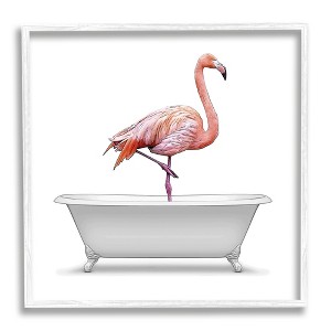 Stupell Industries Flamingo Antique Bathroom Tub Framed Giclee - 1 of 4