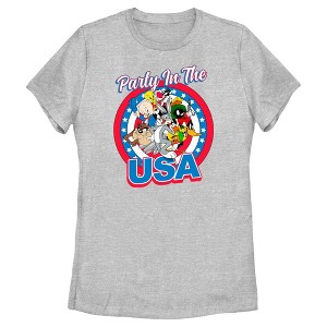 Women's Looney Tunes Party in the USA Crew T-Shirt - 1 of 4