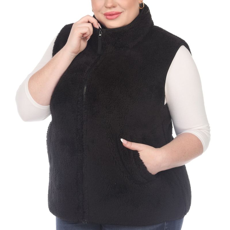 Plus Size Zip up High Pile Fleece vest -White Mark, 5 of 6