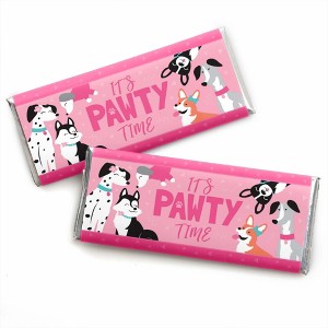 Big Dot of Happiness Pawty Like a Puppy Girl - Candy Bar Wrapper Pink Dog Baby Shower or Birthday Party Favors - Set of 24 - 1 of 4
