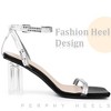 Perphy Women's Square Toe Rhinestone Strap Clear Block Heels Sandals - 4 of 4